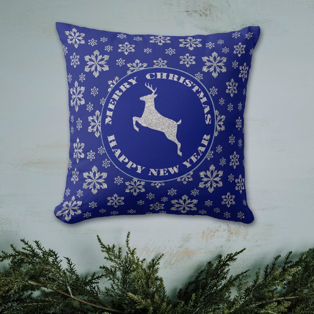 Silver Snowflake Reindeer Cushion (Creator Uploaded)