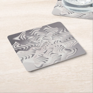 silver snowflake square paper coaster