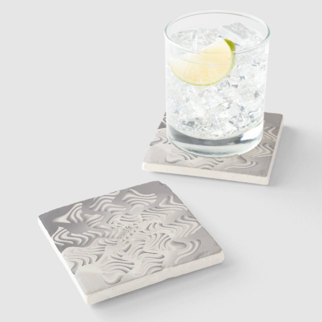 silver snowflake stone coaster (Side)