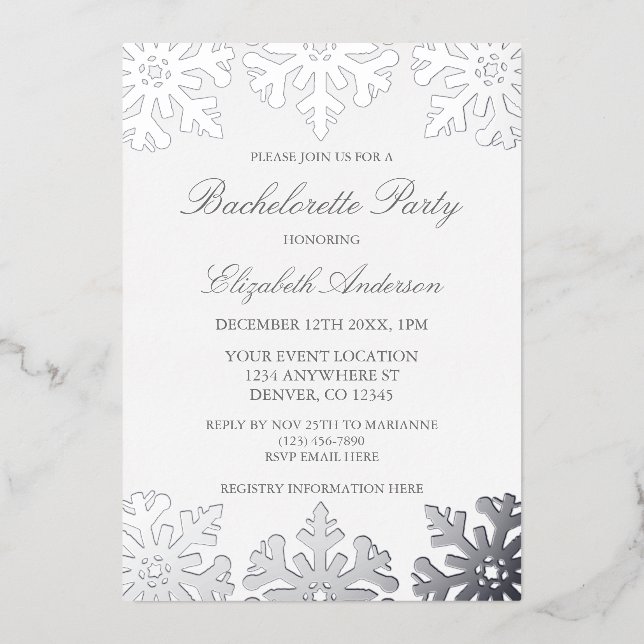 Silver Snowflake Winter Bachelorette Party (Front)