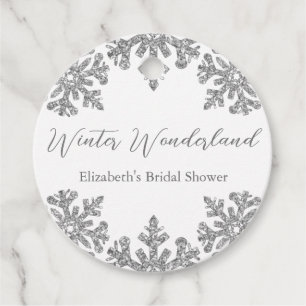 Silver Snowflake Winter Bridal Shower Favour Tags