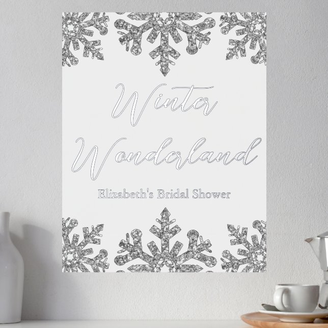 Silver Snowflake Winter Bridal Shower Foil Prints (In Situ (Counter 2))