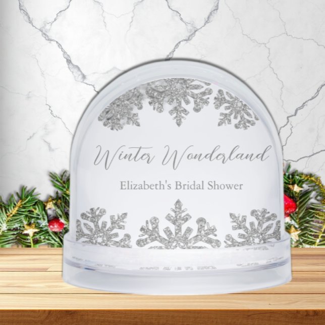 Silver Snowflake Winter Bridal Shower Snowglobe (Creator Uploaded)