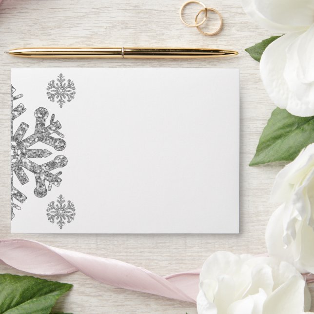 Silver Snowflake Winter Envelope (Wedding)