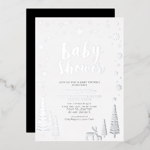 Silver Snowflake Winter Forest Baby Shower Foil
