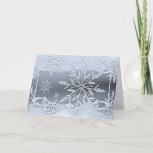 Silver snowflake winter ice elegant grey card