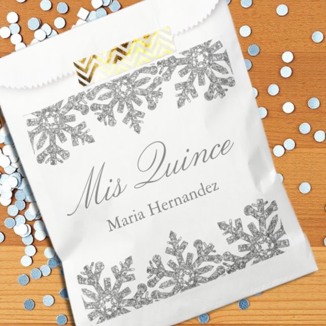 Silver Snowflake Winter Quinceanera Favour Bags (Creator Uploaded)