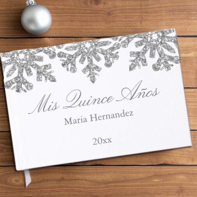 Silver Snowflake Winter Quinceanera Guest Book (Creator Uploaded)