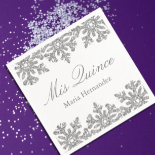 Silver Snowflake Winter Quinceanera Napkin