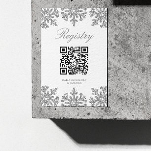 Silver Snowflake Winter Quinceanera Registry Enclosure Card