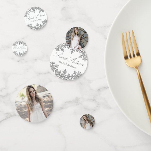 Silver Snowflake Winter Sweet 16 Confetti (Group)