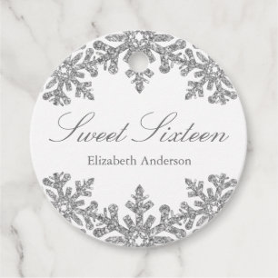Silver Snowflake Winter Sweet 16 Favour Tags