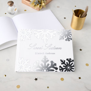 Silver Snowflake Winter Sweet 16 Guest Book