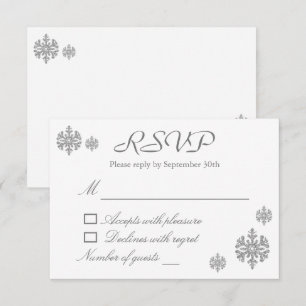 Silver Snowflake Winter Sweet Sixteen RSVP Card