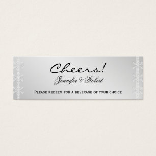 Silver Snowflake Winter Wedding Drink Tickets