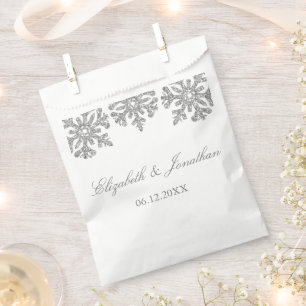 Silver Snowflake Winter Wedding Favour Bags