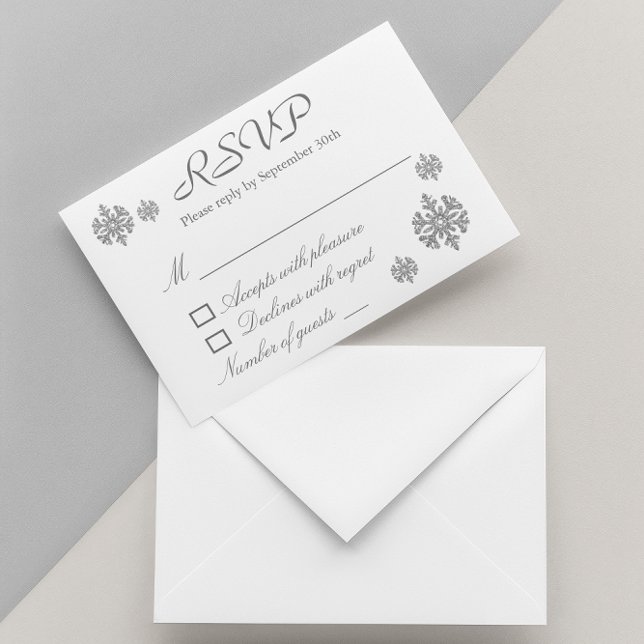 Silver Snowflake Winter Wedding RSVP Invitation (Creator Uploaded)