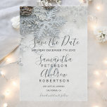 Silver Snowflake Winter Wedding Save the Date Magnetic Invitation<br><div class="desc">Announce your winter wedding in style with this magnetic save the date card featuring silver snowflakes, frosty pinecones, and an icy winter wonderland background. The elegant typography adds a sophisticated touch, making it perfect for a December, January, or winter-themed wedding. Easily customise it with your names and wedding date for...</div>