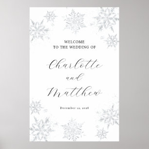 Silver Snowflake Winter Wedding Welcome Sign