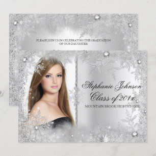 Silver Snowflake Winter Wonderland Graduation Card