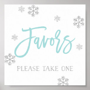 Silver Snowflakes and Blue Chic Favour Sign