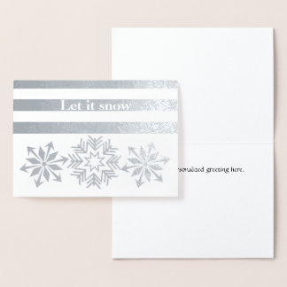Silver Snowflakes and Stripes Christmas Card