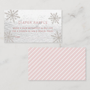 Silver Snowflakes Baby Shower Diaper Raffle Ticket Enclosure Card