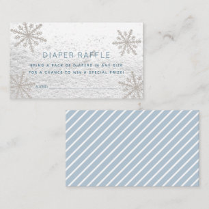 Silver Snowflakes Baby Shower Diaper Raffle Ticket Enclosure Card