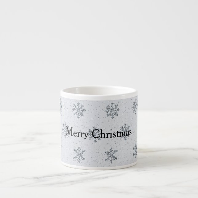 Silver Snowflakes Christmas Espresso Cup (Front)