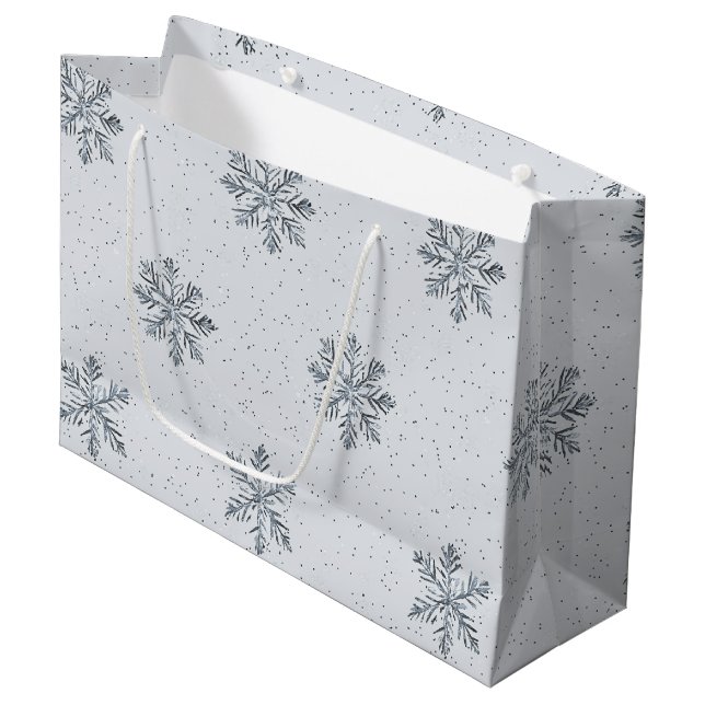 Silver Snowflakes Christmas  Large Gift Bag (Front Angled)