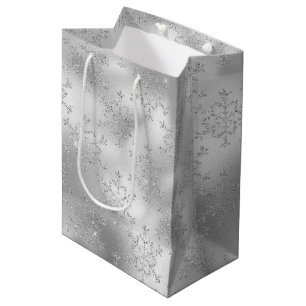 Silver Snowflakes Christmas Medium Gift Bag