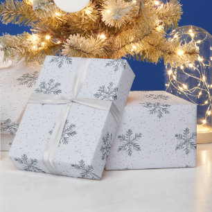 Silver Snowflakes Christmas Wrapping Paper
