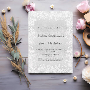 Silver snowflakes elegant winter birthday invitation