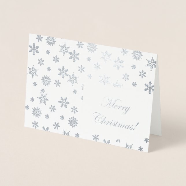 Silver Snowflakes Merry Christmas! Foil Card (Front)