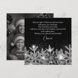 Silver Snowflakes on a Midnight Sky Holiday Card