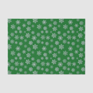 Silver snowflakes on an emerald green background tissue paper