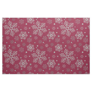 Silver snowflakes on dark red fabric