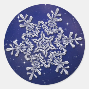 Silver snowflakes on night sky Sticker