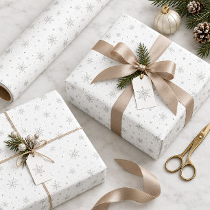 Silver Snowflakes on Optional White ID1334 Wrapping Paper