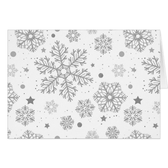 Silver snowflakes on white (Front Horizontal)