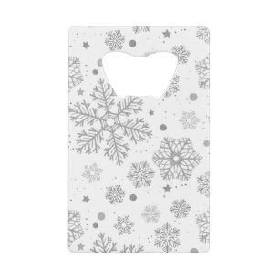 Silver snowflakes on white