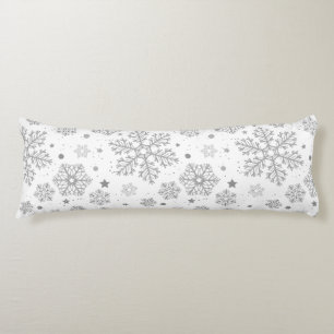 Silver snowflakes on white body cushion