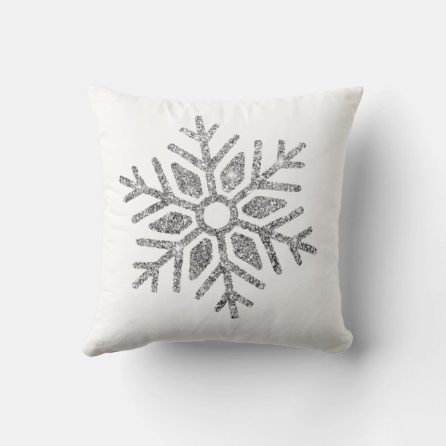 Silver Snowflakes on Winter White Cushion (Back)