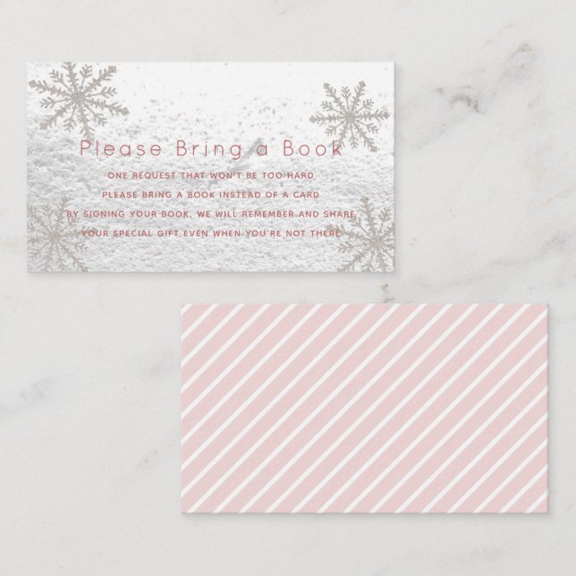 Silver Snowflakes Please Bring a Book Card (Front/Back)