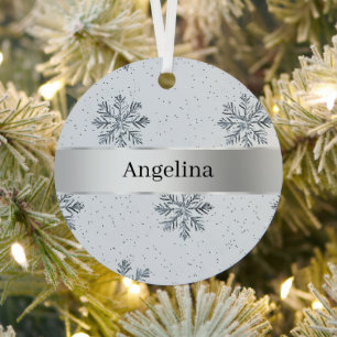 Silver Snowflakes Ribbon Christmas Metal Tree Decoration