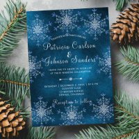 Silver snowflakes rustic navy blue winter wedding