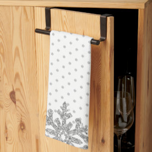 Silver Snowflakes Tea Towel