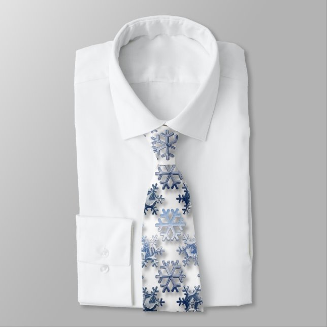Silver Snowflakes Tie (Tied)