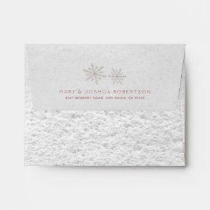 Silver Snowflakes White Snow Pink Envelope