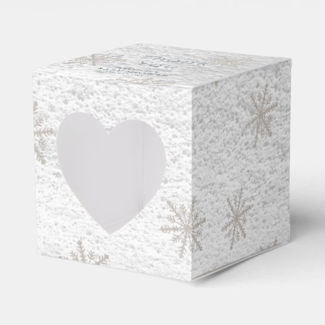 Silver Snowflakes White Snow Thank You Baby Shower Favour Box (Front Side)